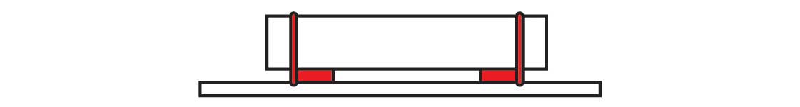 Diagram of truck cargo where the two tiedowns are right next to the spacer