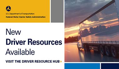 Graphic of truck highlighitng new driver resources available.