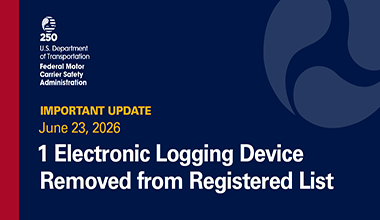 1 Electronic Logging Device Removed from Registered List. 