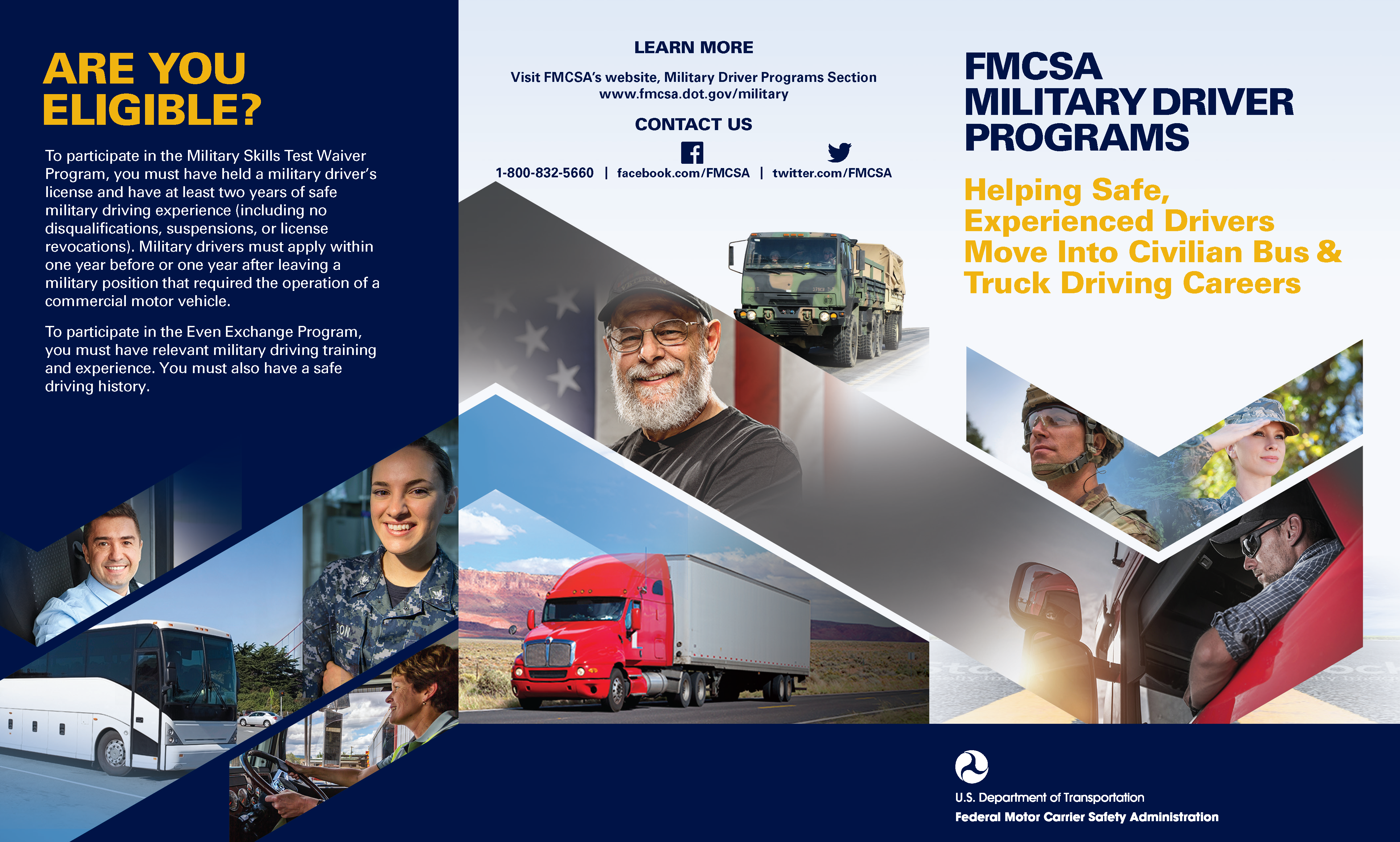 Trifold of FMCSA Military Drivers Information
