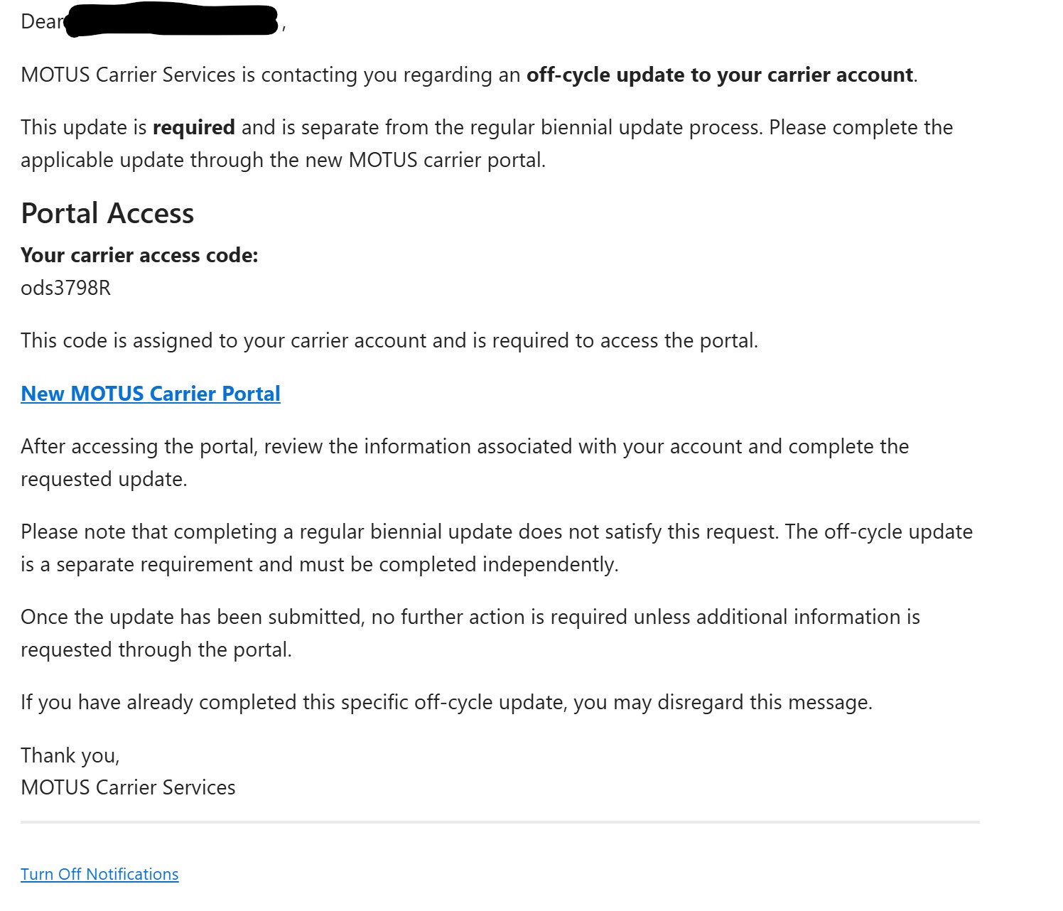 Bogus Motus Email Aug 2026