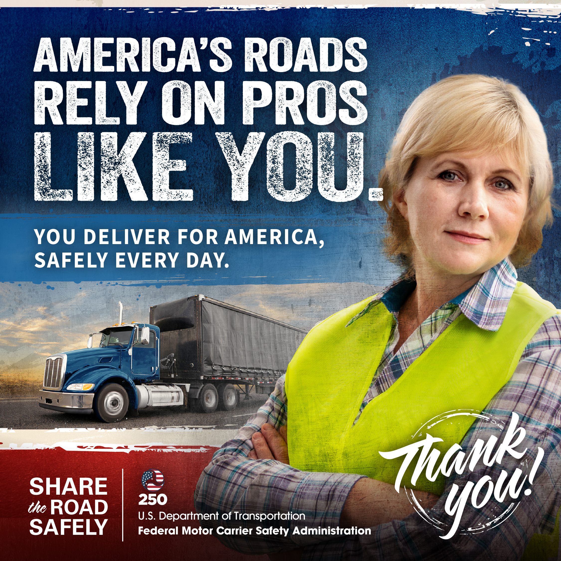America's Roads Rely on Pros Female Graphic
