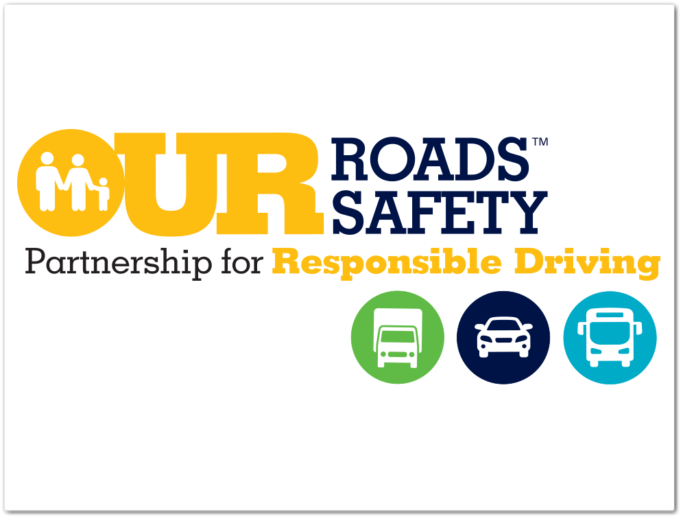 Our Roads Our Safety logo with icons