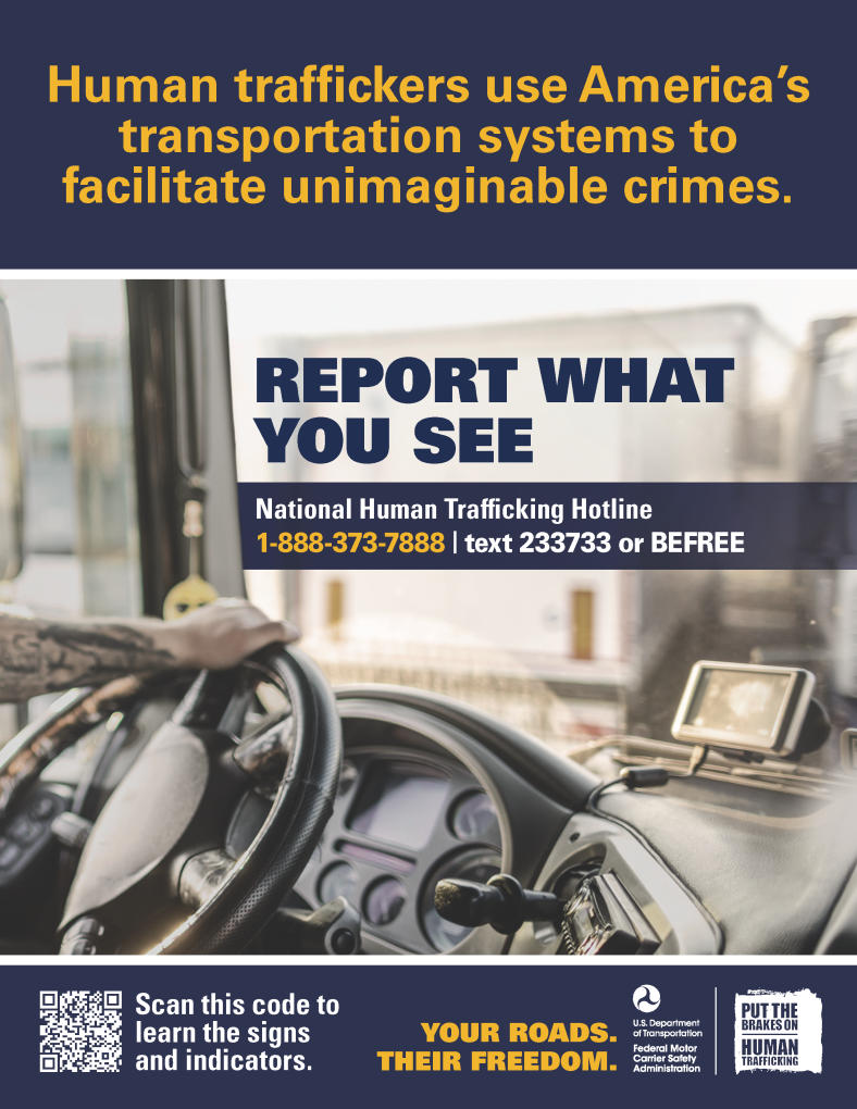 Image of the FMCSA "Your Roads, Their Freedom" Campaign poster for large truck drivers in English