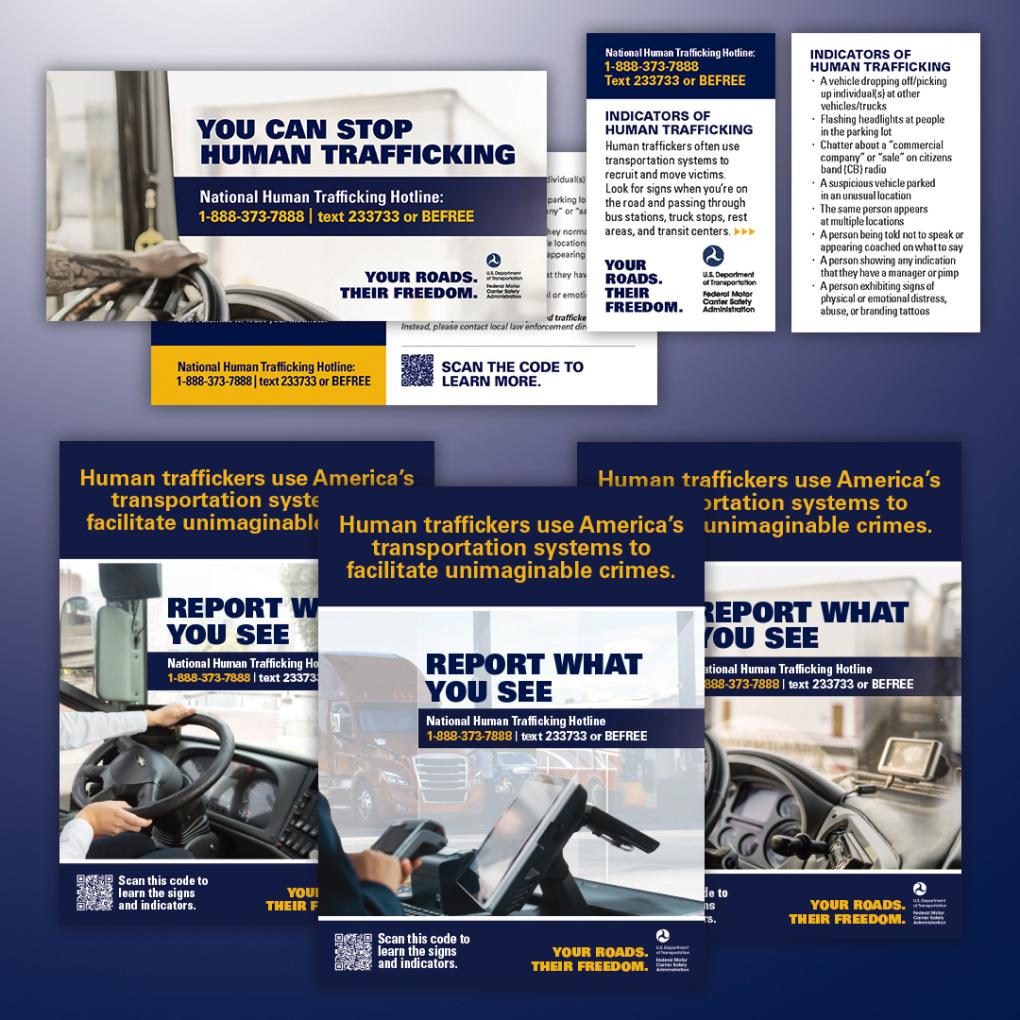 Image of a collage of the FMCSA "Your Roads, Their Freedom" campaign resources