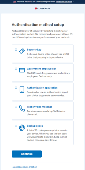 Image of "Authentication Method Setup"