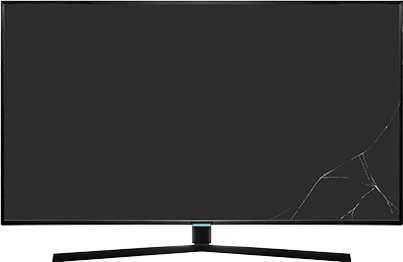 Image of TV with a crack on the bottom right corner