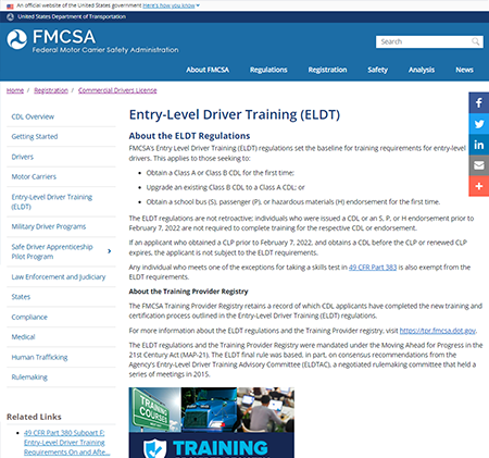 Learn About Entry Level Driver Training (ELDT)
