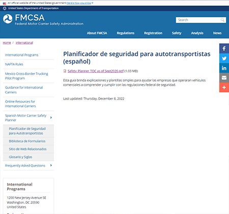 Planificador de seguridad para autotransportistas (español)