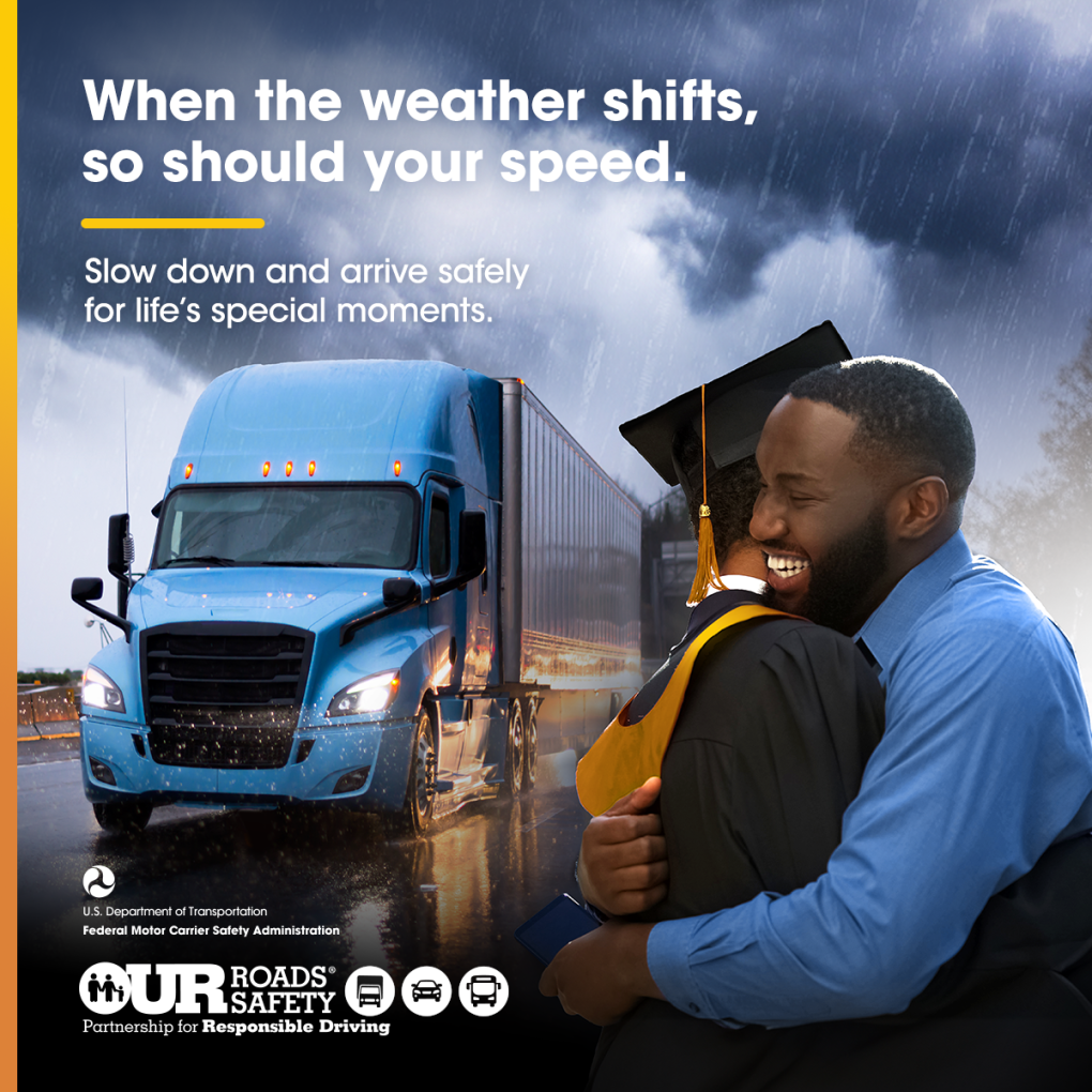 When the weather shifts, so should your speed. Slow down and arrive safely for life's special moments.