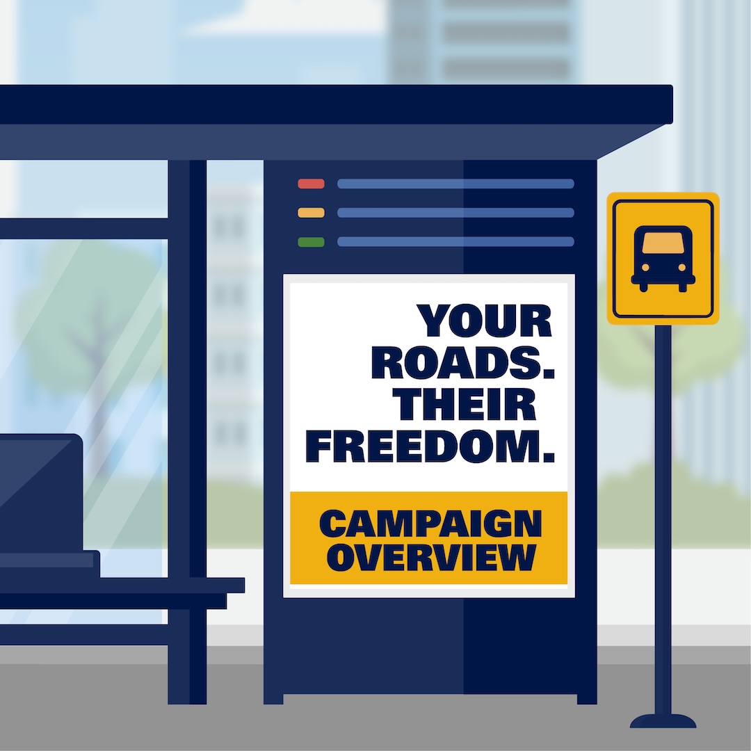 Animated graphic of a bus stop