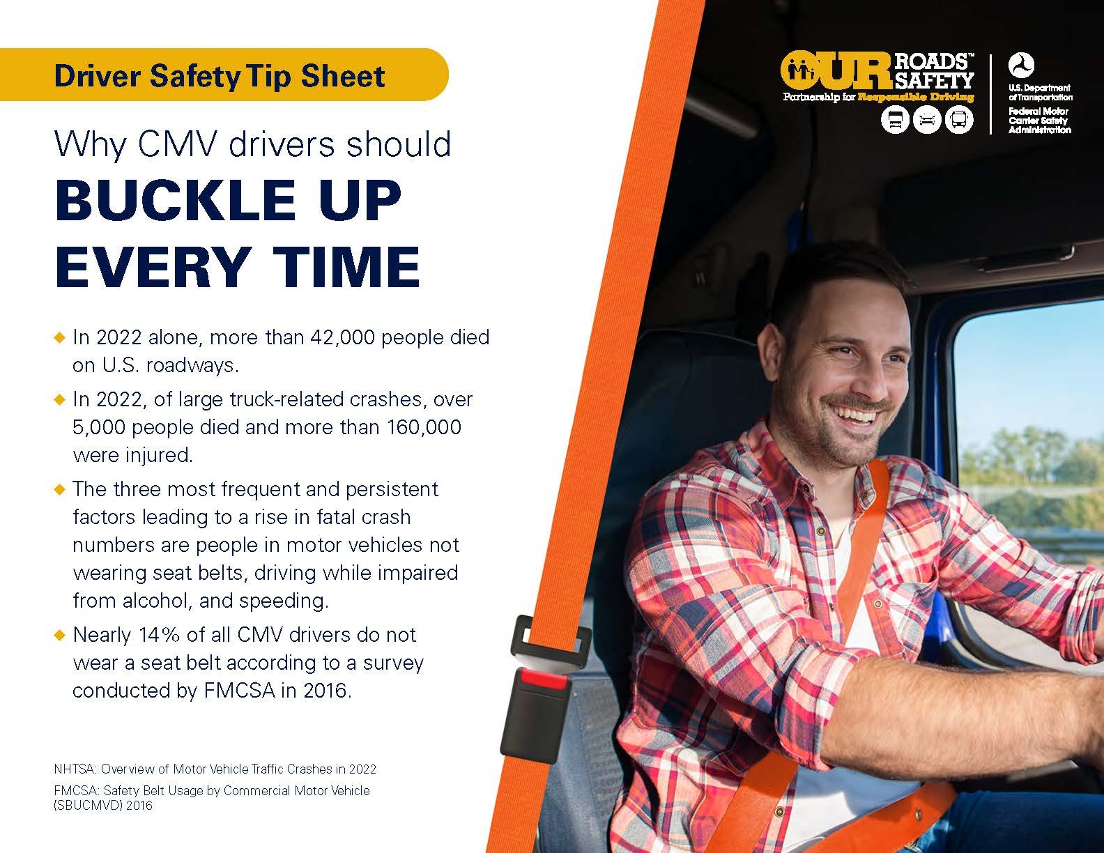 CMV Seat Belt campaign one-pager preview graphic.