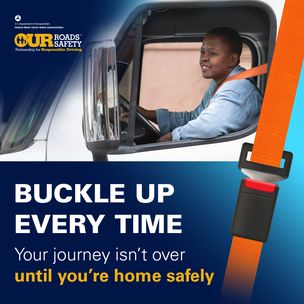 CMV Seat Belt campaign professionalism graphic.