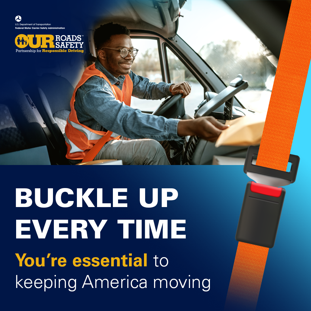 CMV Seat Belt campaign short haul safety graphic.