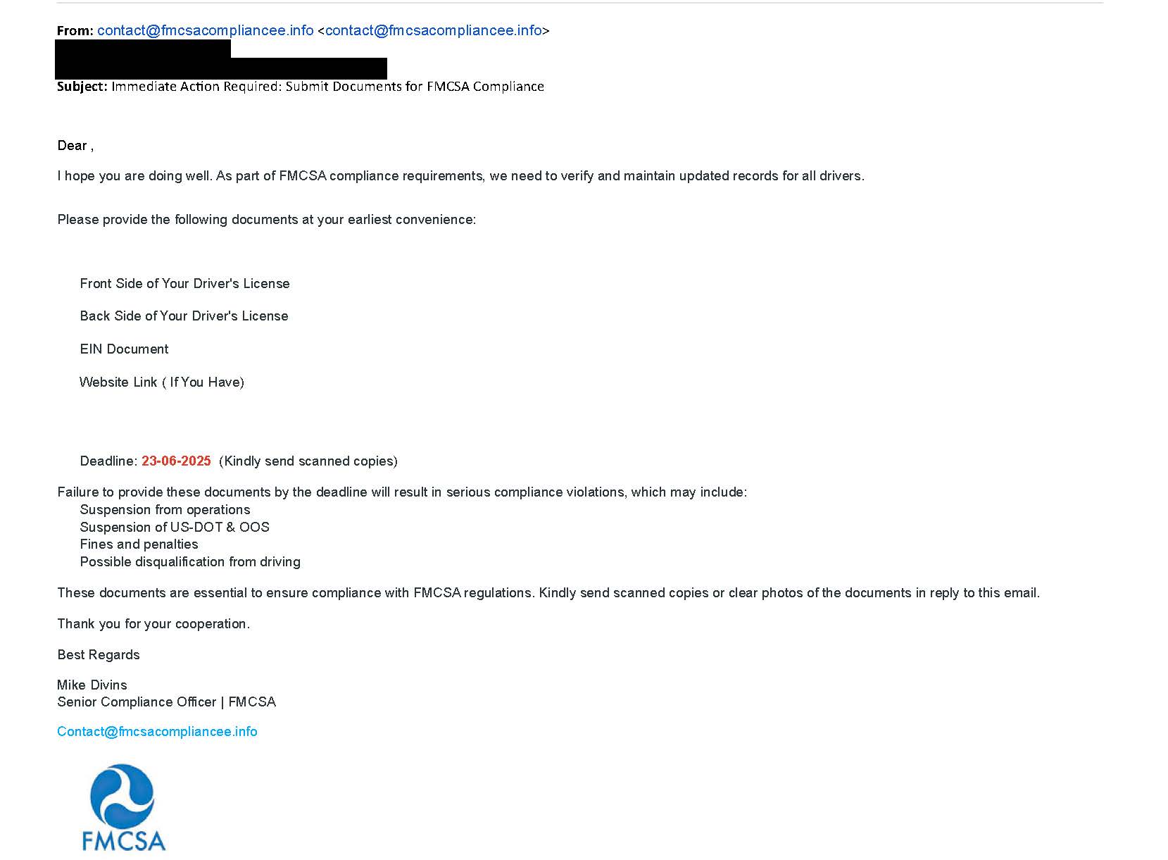 Bogus Compliance Notice