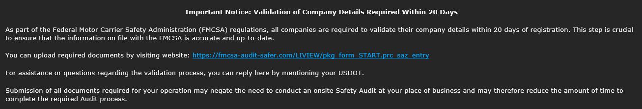 Fake Validation Notice
