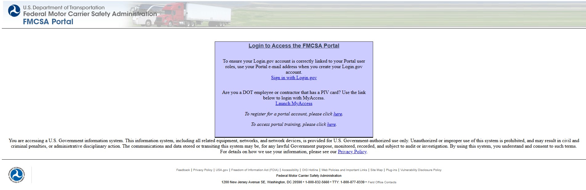 Genuine FMCSA Portal