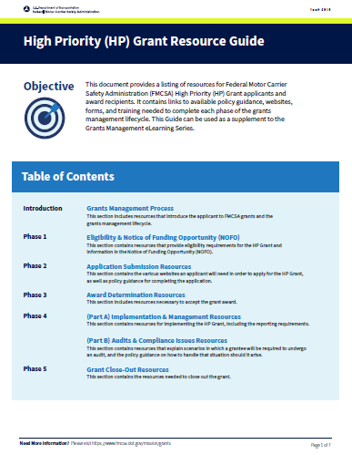 High Priority (HP) Grant Resource Guide