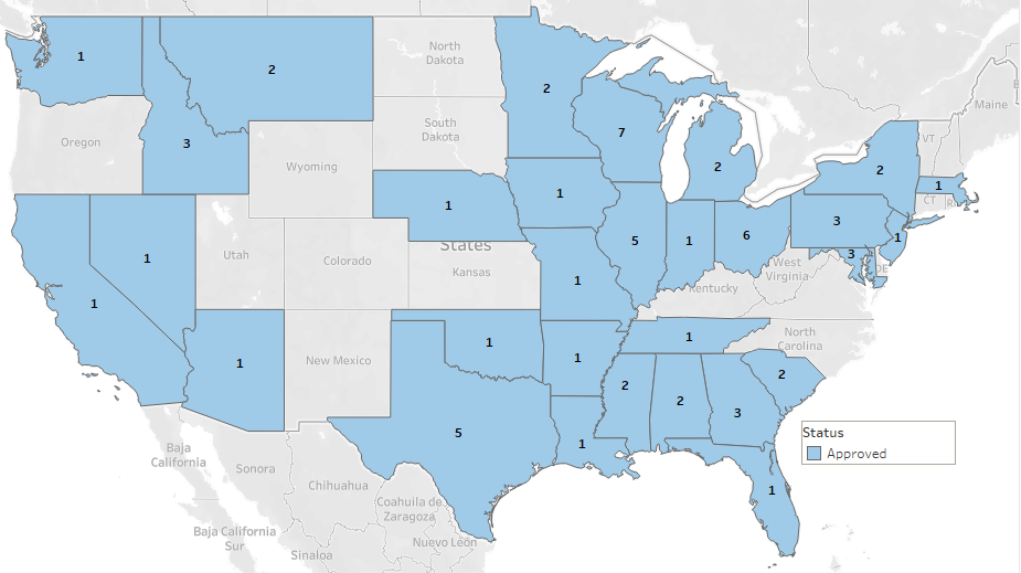 Map of Approved States with Opportunities