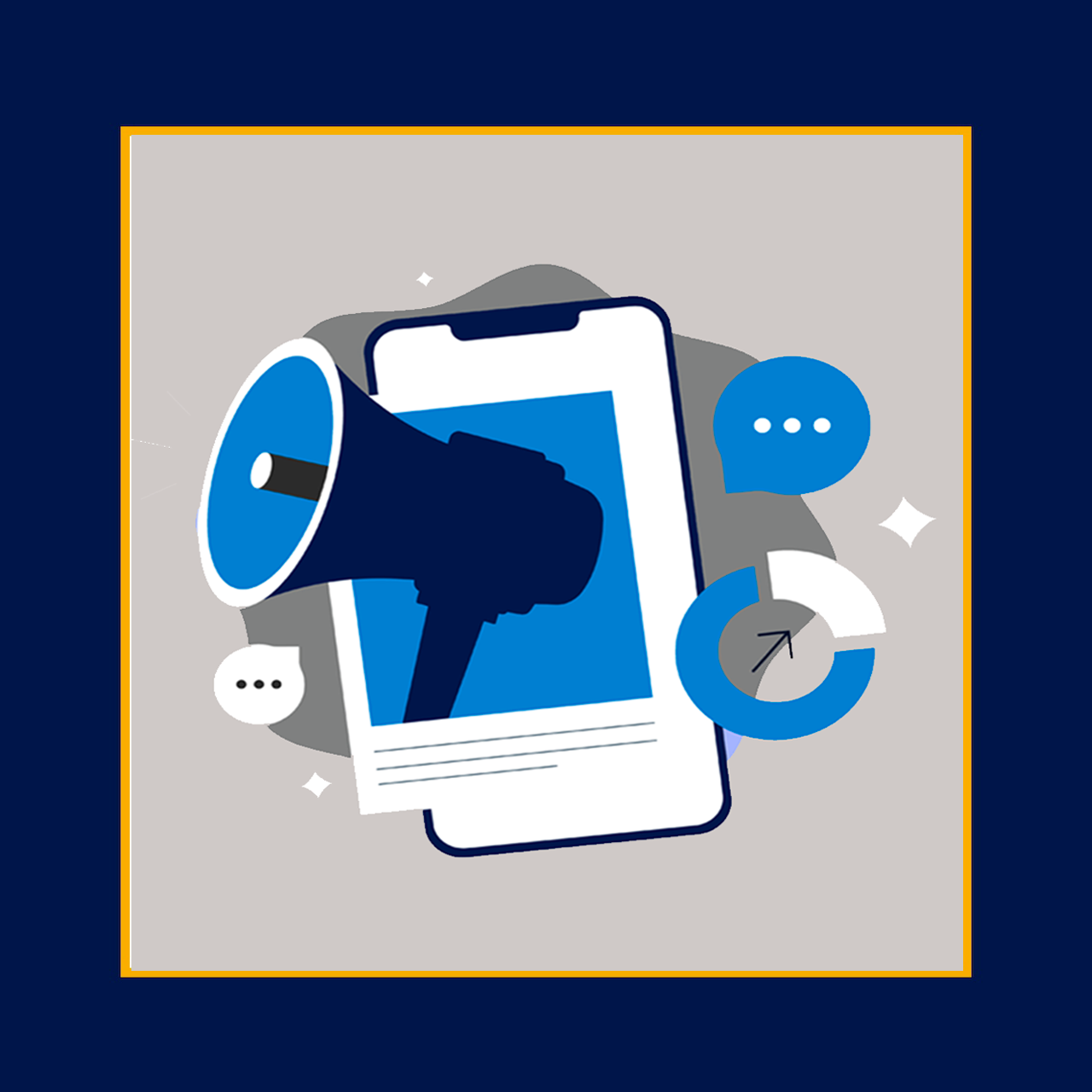 Animated graphic of microphone and cell phone