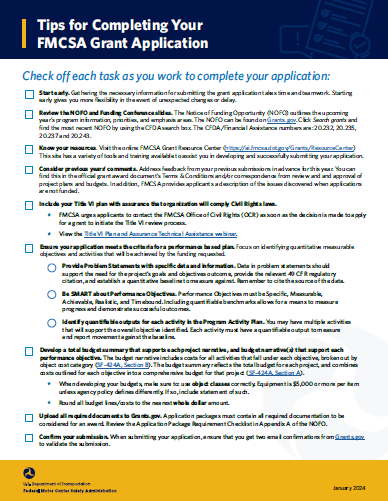 Tips for completing your FMCSA grant application