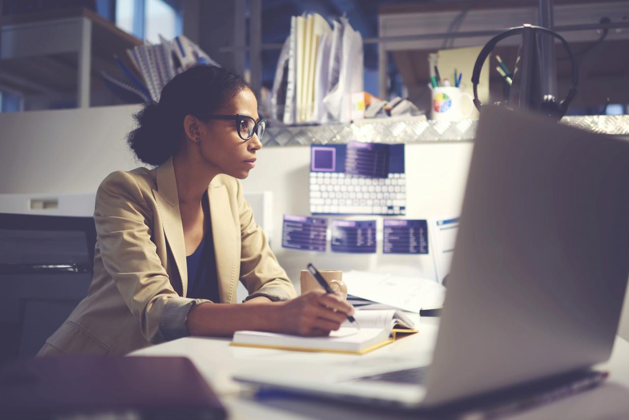 Woman looking at a computer screen 