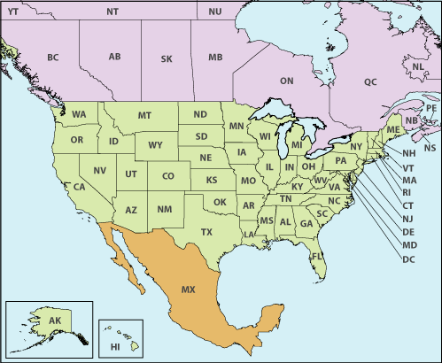 Map Of Us And Canada