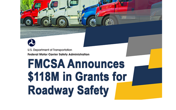 Row of trucks with copy about announced grants
