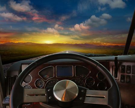 View of the road from a truck