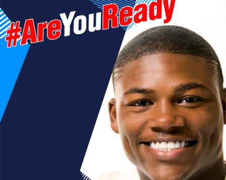 Picture with #AreYouReady and a face of the campaign