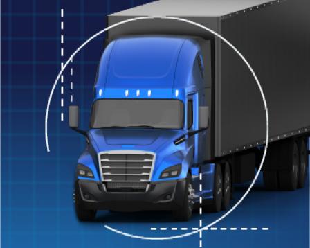 Model truck against blueprint background